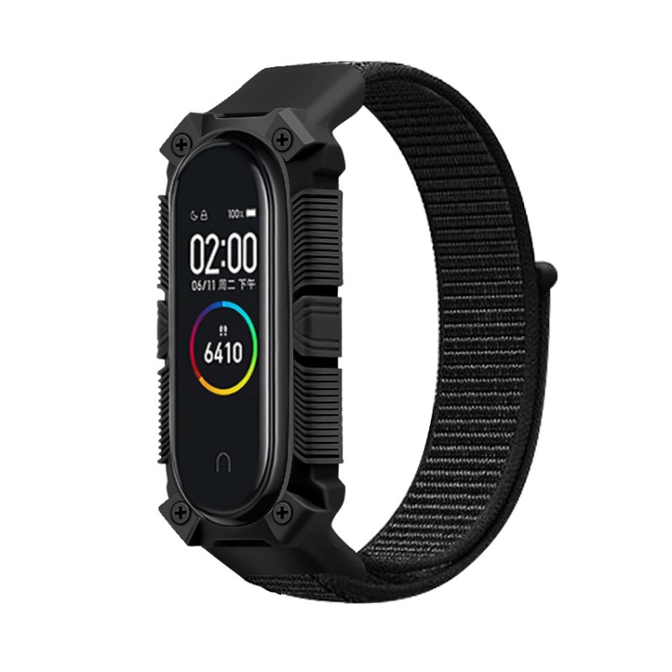 

For Xiaomi Mi Band 6 / 5 / 4 / 3 Armor Nylon Strap Watch Band(Dark Black)