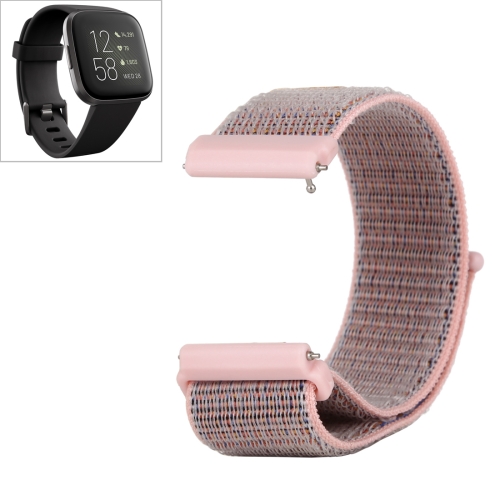 

For Fitbit Versa / Versa 2 Nylon Watch Band with Hook and Loop Fastener(Pink)