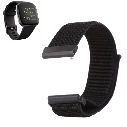 

For Fitbit Versa / Versa 2 Nylon Watch Band with Hook and Loop Fastener(Black)