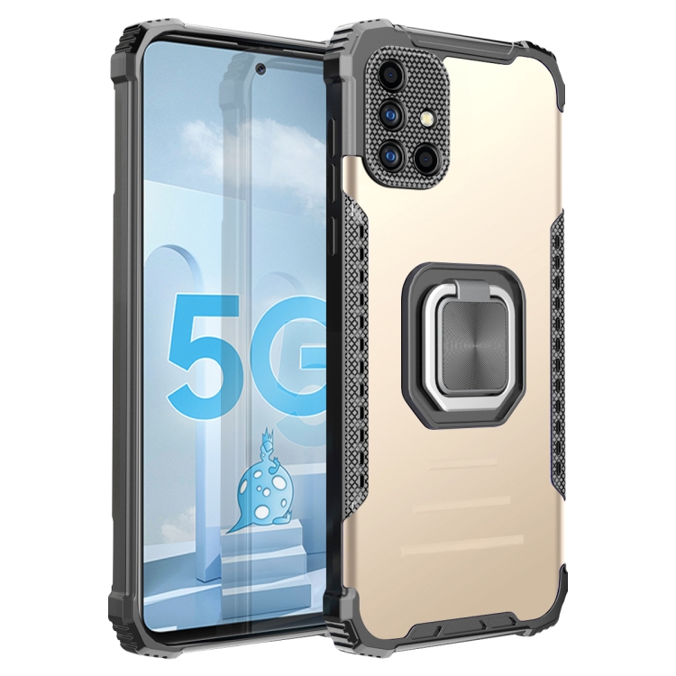 

For Samsung Galaxy A51 5G Fierce Warrior Series Armor Aluminum Alloy + TPU Phone Case with Ring Holder(Gold)
