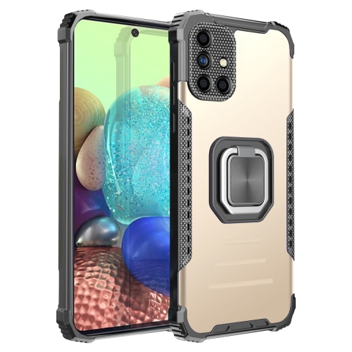 

For Samsung Galaxy A71 Fierce Warrior Series Armor Aluminum Alloy + TPU Phone Case with Ring Holder(Gold)