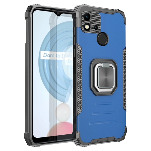 

For OPPO Realme C20 / C21 / C11 / C11 2021 Fierce Warrior Series Armor Aluminum Alloy + TPU Phone Case with Ring Holder(Blue)