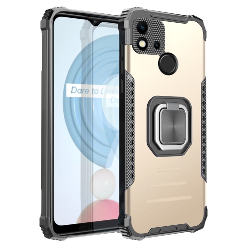 

For OPPO Realme C20 / C21 / C11 / C11 2021 Fierce Warrior Series Armor Aluminum Alloy + TPU Phone Case with Ring Holder(Gold)