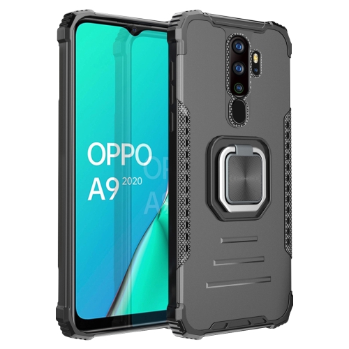 

For OPPO A9 2020 / A5 2020 Fierce Warrior Series Armor Aluminum Alloy + TPU Phone Case with Ring Holder(Black)