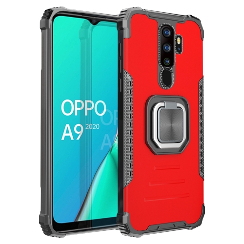 

For OPPO A9 2020 / A5 2020 Fierce Warrior Series Armor Aluminum Alloy + TPU Phone Case with Ring Holder(Red)