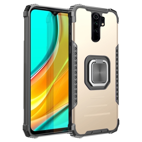 

For Xiaomi Redmi 9 / Redmi 10X Fierce Warrior Series Armor Aluminum Alloy + TPU Phone Case with Ring Holder(Gold)