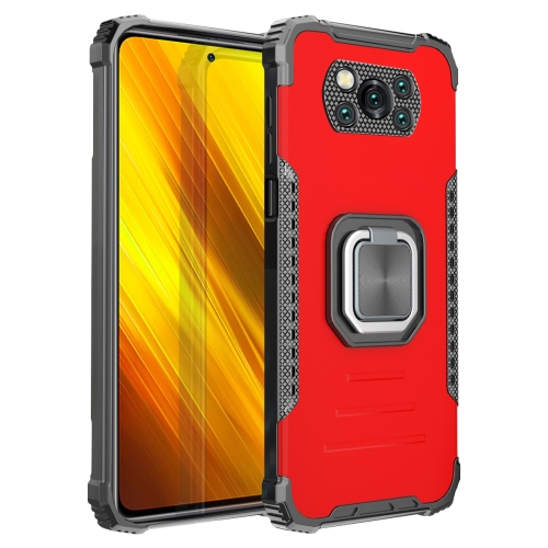 

For Xiaomi Poco X3 / X3 NFC Fierce Warrior Series Armor Aluminum Alloy + TPU Phone Case with Ring Holder(Red)