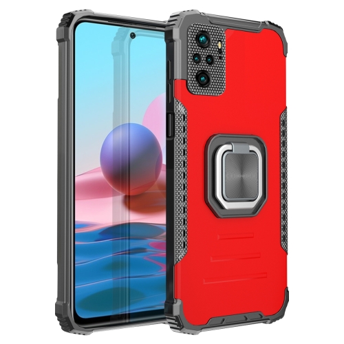 

For Xiaomi Redmi Note 10 4G / Note 10S Fierce Warrior Series Armor Aluminum Alloy + TPU Phone Case with Ring Holder(Red)