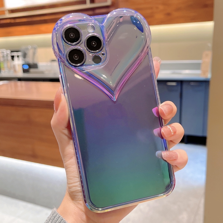 

Love-heart Colorful TPU Phone Protective Case For iPhone 12 Pro(Purple)