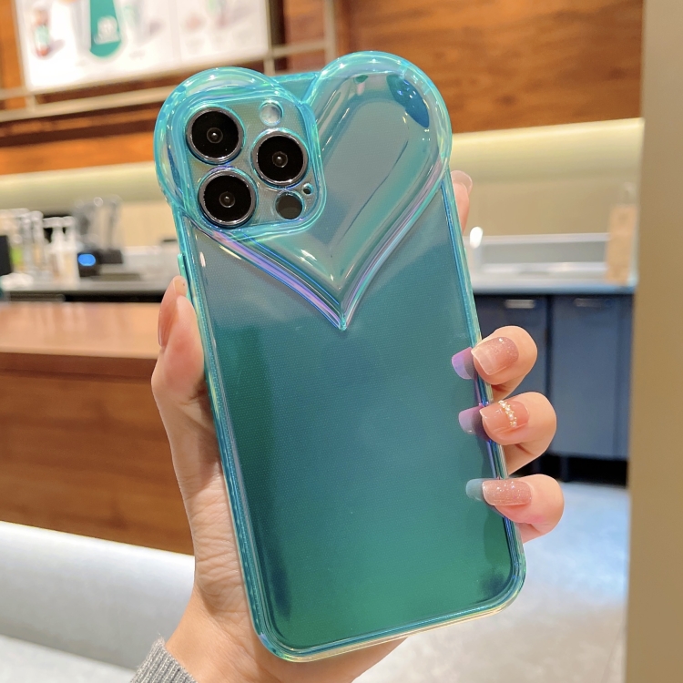 

Love-heart Colorful TPU Phone Protective Case For iPhone 13 Pro(Blue)
