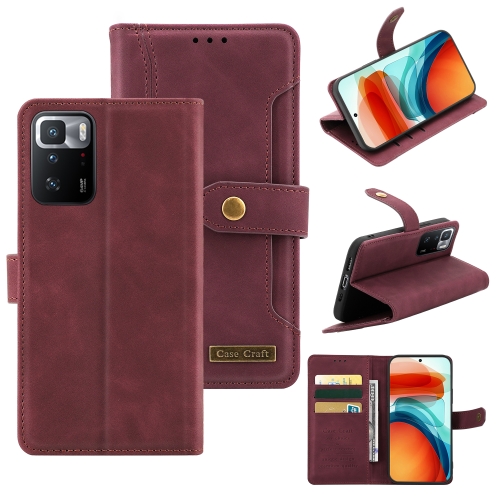 

For Xiaomi Redmi Note 10 Pro 4G / Note 10 Pro Max Copper Buckle Horizontal Flip Leather Phone Case(Maroon)