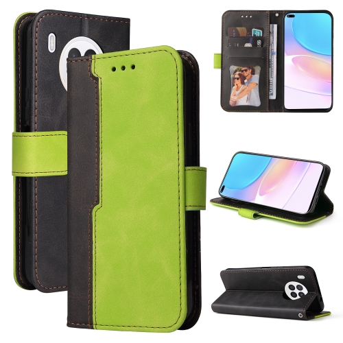 

For Huawei nova 8i / Honor 50 Lite 5G Business Stitching-Color Horizontal Flip PU Leather Phone Case(Green)