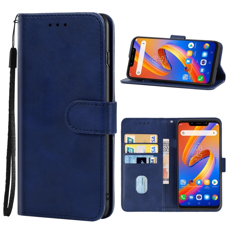 

Leather Phone Case For Tecno Spark 4(Blue)