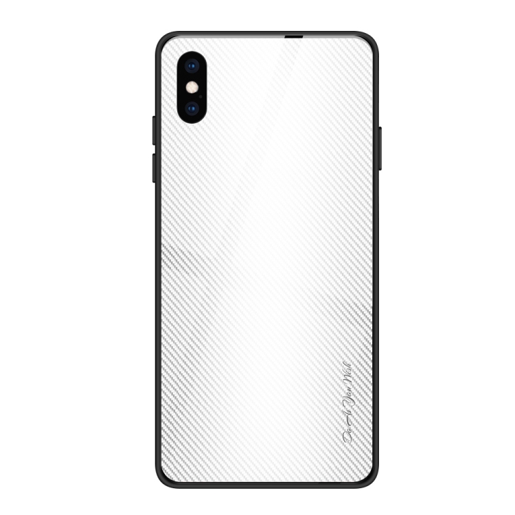 

For iPhone XS Max Texture Gradient Glass Protective Case(White)
