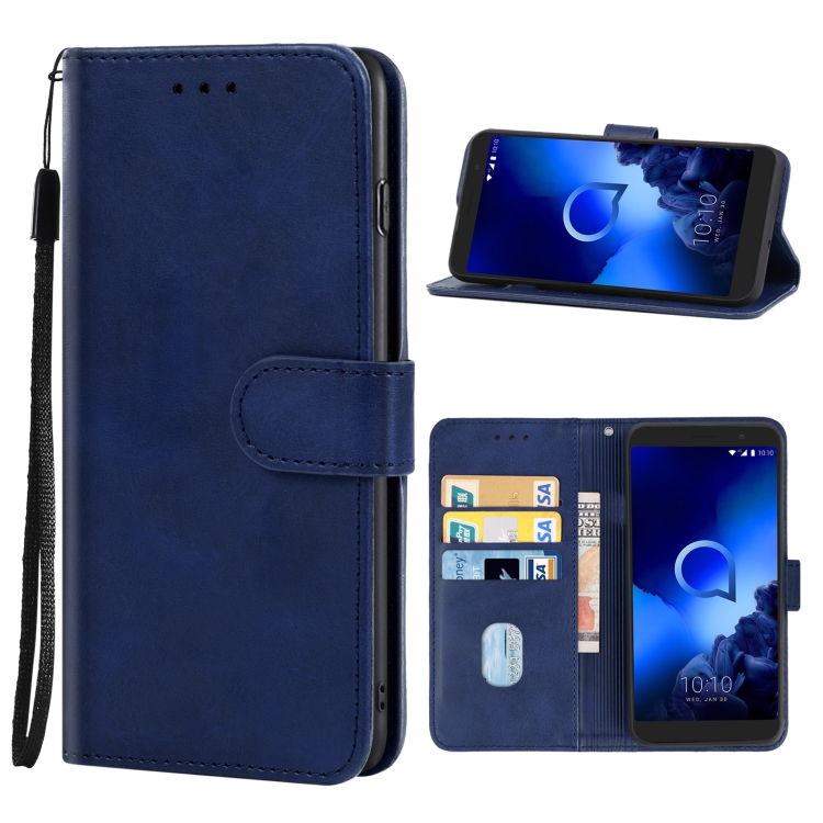 

Leather Phone Case For Alcatel 1x (2019)(Blue)