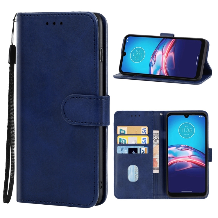 

Leather Phone Case For Motorola Moto E6i(Blue)