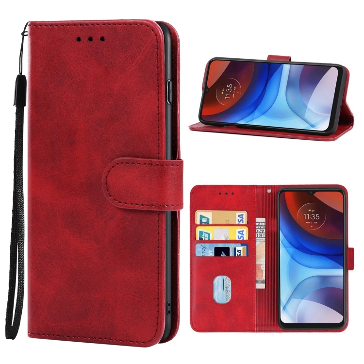 

Leather Phone Case For Motorola Moto E7 Power(Red)