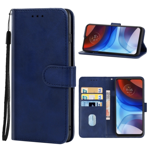 

Leather Phone Case For Motorola Moto E7 Power(Blue)