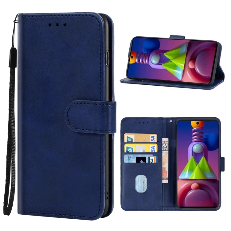 

For Samsung Galaxy M52 5G Leather Phone Case(Blue)
