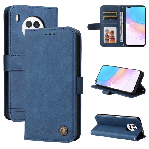 

For Huawei Nova 8i / Honor 50 Lite Skin Feel Life Tree Metal Button Horizontal Flip Leather Phone Case(Blue)