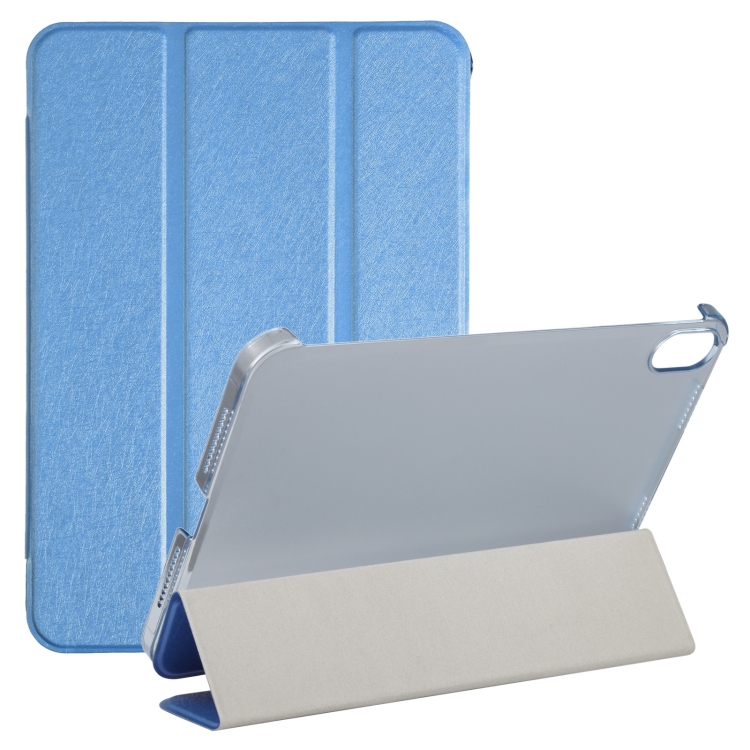 

Silk Texture Three-fold Horizontal Flip Leather Tablet Case with Holder For iPad mini 6(Blue)