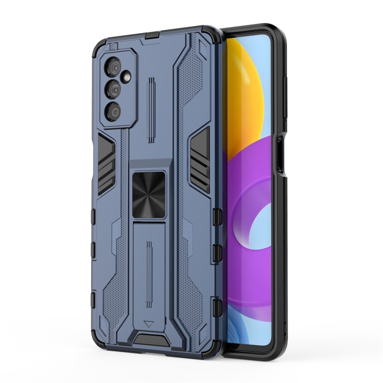

For Samsung Galaxy M52 5G Supersonic PC + TPU Shock-proof Phone Case with Holder(Blue)