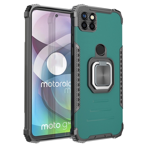 

For Motorola Moto G 5G / One 5G Ace Fierce Warrior Series Armor Aluminum Alloy + TPU Phone Case with Ring Holder(Green)