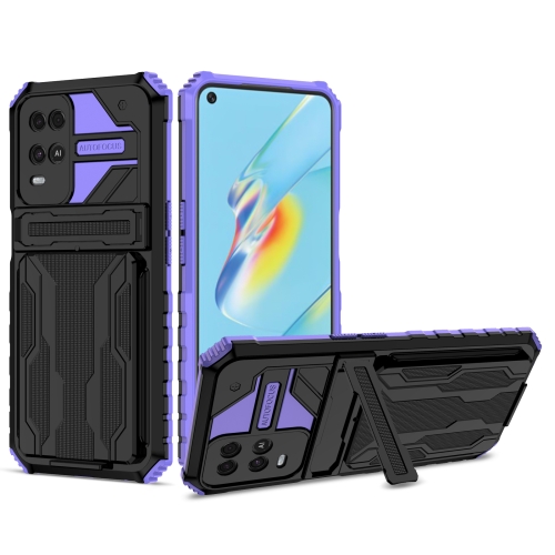 

For OPPO A54 Kickstand Armor Card Wallet Phone Case(Purple)