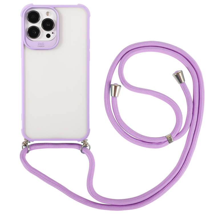 Macaron Color Phone Case With Lanyard For Iphone 13 Pro Max Purple Macaron Color Phone Case With Lanyard For Iphone 13 Pro Max Purple