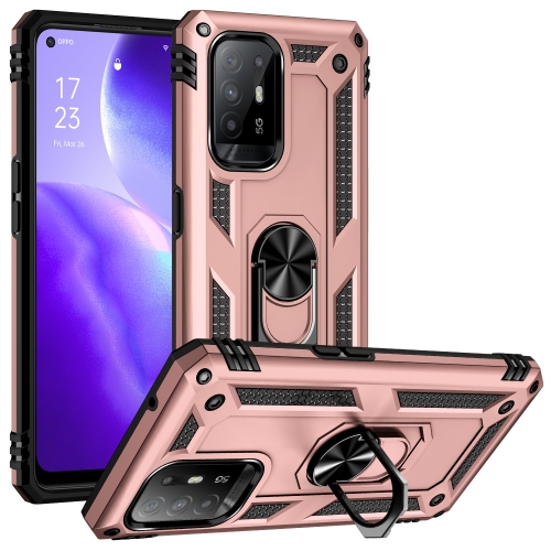 

For OPPO Reno5 Z Shockproof TPU + PC Phone Protective Case with 360 Degree Rotating Holder(Rose Gold)