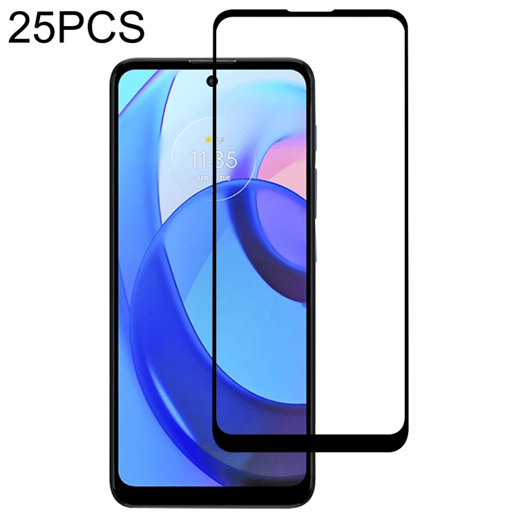 

25 PCS Full Glue Cover Screen Protector Tempered Glass Film For Motorola Moto E30