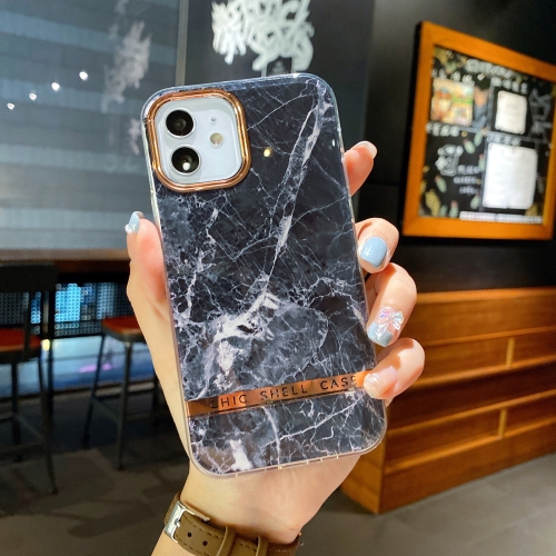 Electroplated IMD TPU Phone Case For iPhone 13 Pro(Black Marble)