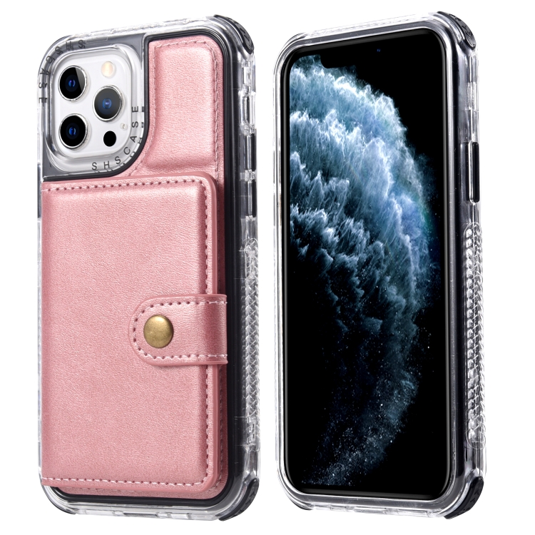 

Wallet Card Shockproof Phone Case For iPhone 13 Pro Max(Rose Gold)