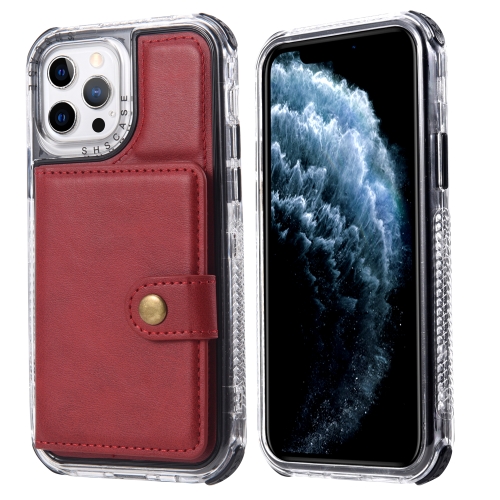 Wallet Card Shockproof Phone Case For iPhone 12 / 12 Pro(Red)