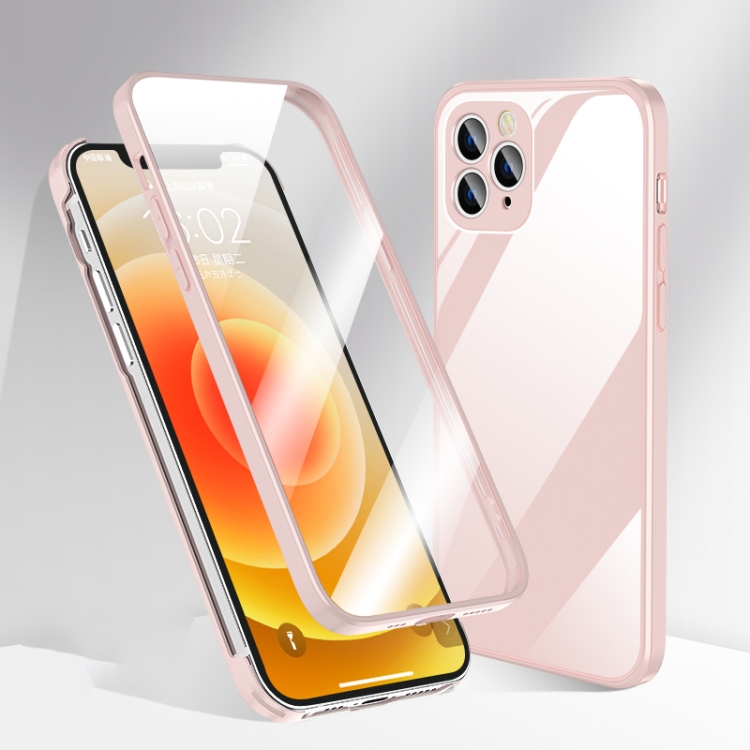 

360 Full Coverage Glass Phone Case For iPhone 11 Pro Max(Pink)