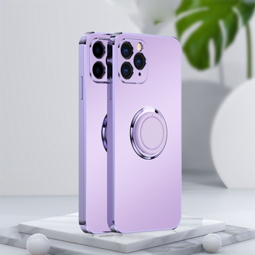 Electroplated Frosted TPU Ring Holder Phone Case For iPhone 12 Pro(Lavender Purple)