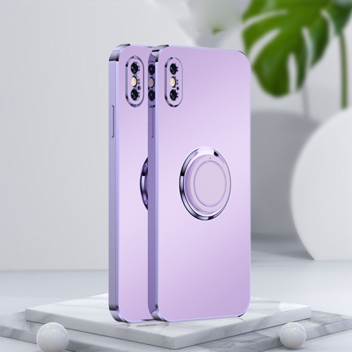 

For iPhone X / XS Electroplated Frosted TPU Ring Holder Phone Case(Lavender Purple)