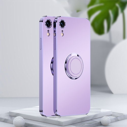 

For iPhone XS Max Electroplated Frosted TPU Ring Holder Phone Case(Lavender Purple)