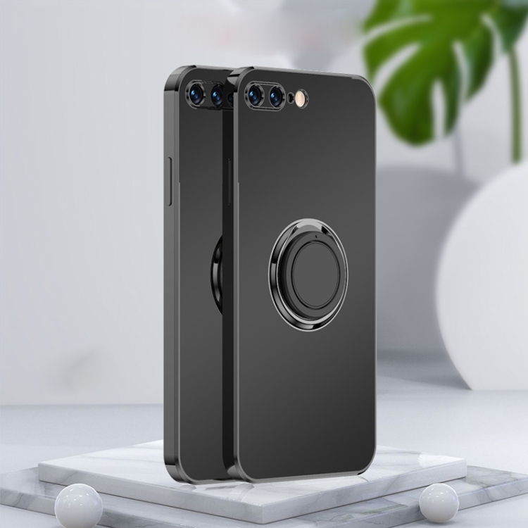 

Electroplated Frosted TPU Ring Holder Phone Case For iPhone 7 Plus / 8 Plus(Black)