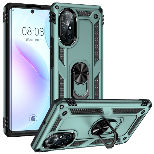 For Huawei nova 8 Shockproof TPU + PC Phone Case with 360 Degree Rotating Holder(Dark Green)