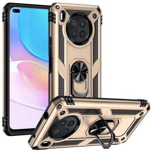 For Huawei nova 8i Shockproof TPU + PC Phone Case with 360 Degree Rotating Holder(Gold)