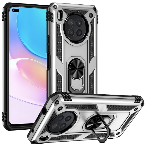 

For Huawei nova 8i Shockproof TPU + PC Phone Case with 360 Degree Rotating Holder(Silver)