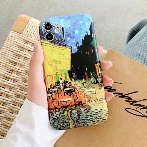 IMD Workmanship TPU Oil Painting Phone Case For iPhone 13(Outdoor Cafe at Night)