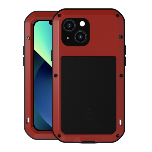 LOVE MEI Metal Shockproof Waterproof Dustproof Protective Phone Case For iPhone 13 mini(Red)