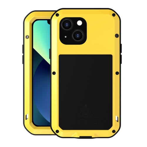 LOVE MEI Metal Shockproof Waterproof Dustproof Protective Phone Case For iPhone 13 mini(Yellow)