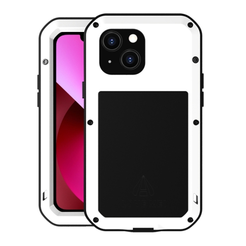 LOVE MEI Metal Shockproof Waterproof Dustproof Protective Phone Case For iPhone 13(White)