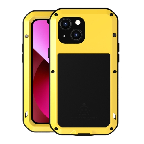 LOVE MEI Metal Shockproof Waterproof Dustproof Protective Phone Case For iPhone 13(Yellow)