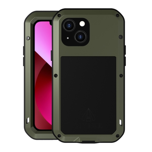 LOVE MEI Metal Shockproof Waterproof Dustproof Protective Phone Case For iPhone 13(Army Green)
