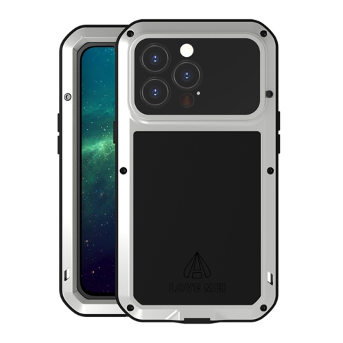 LOVE MEI Metal Shockproof Waterproof Dustproof Protective Phone Case For iPhone 13 Pro(Silver)