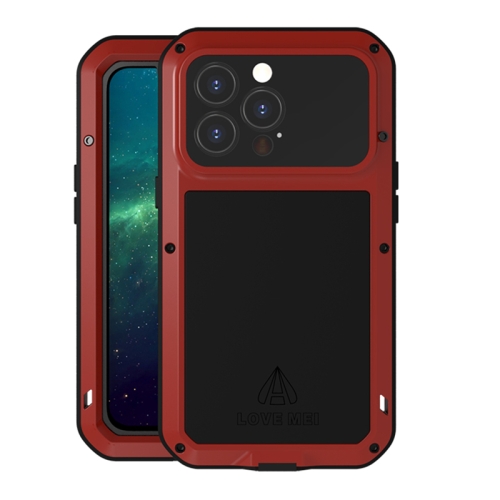 LOVE MEI Metal Shockproof Waterproof Dustproof Protective Phone Case For iPhone 13 Pro(Red)